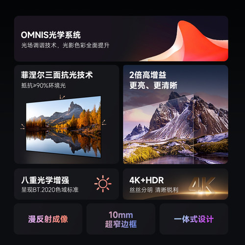 当贝100英寸菲涅尔投影仪幕布 家用抗干扰长焦抗光画面高增益 - 图0
