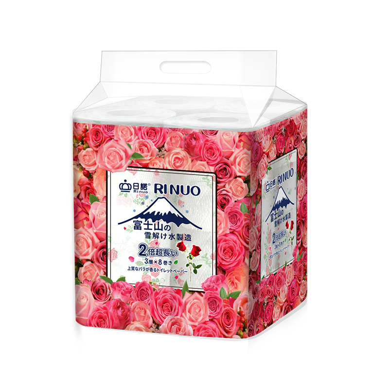 日诺日本进口玫瑰花香卫生纸速溶厕纸有芯卷纸水溶印花卷筒纸8卷_洗护清洁剂_卫生巾_纸_香薰 第2张