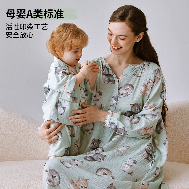 喜卡缇睡裙春夏怀孕期产妇月子服纱布产后孕妇裙子喂奶哺乳家居裙