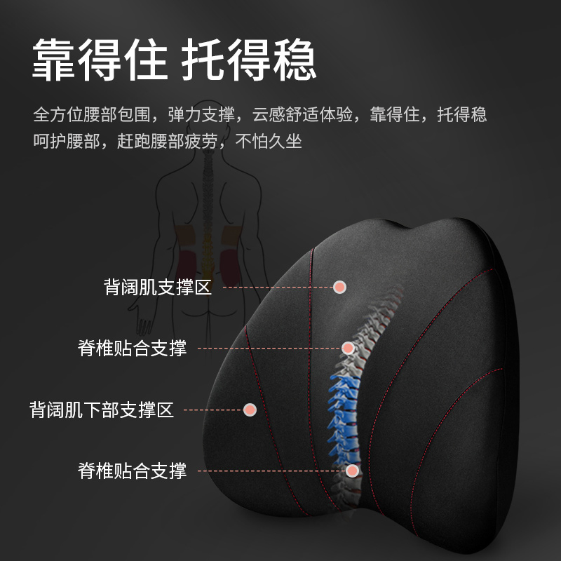 舒倚安汽车电动按摩加热通风护腰靠垫腰垫按腰部支撑靠枕腰枕靠背 - 图3