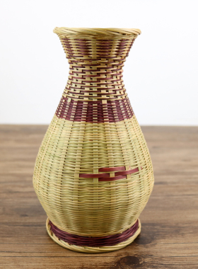 精品手工竹编花瓶干花篮竹制品收纳瓶工艺装饰篮插花仿真花器摆设