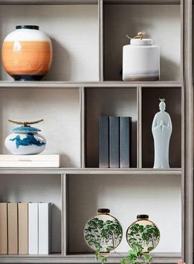 新中式摆件陶瓷罐客厅酒柜办公室茶室书柜博古架宋代美学软装饰品