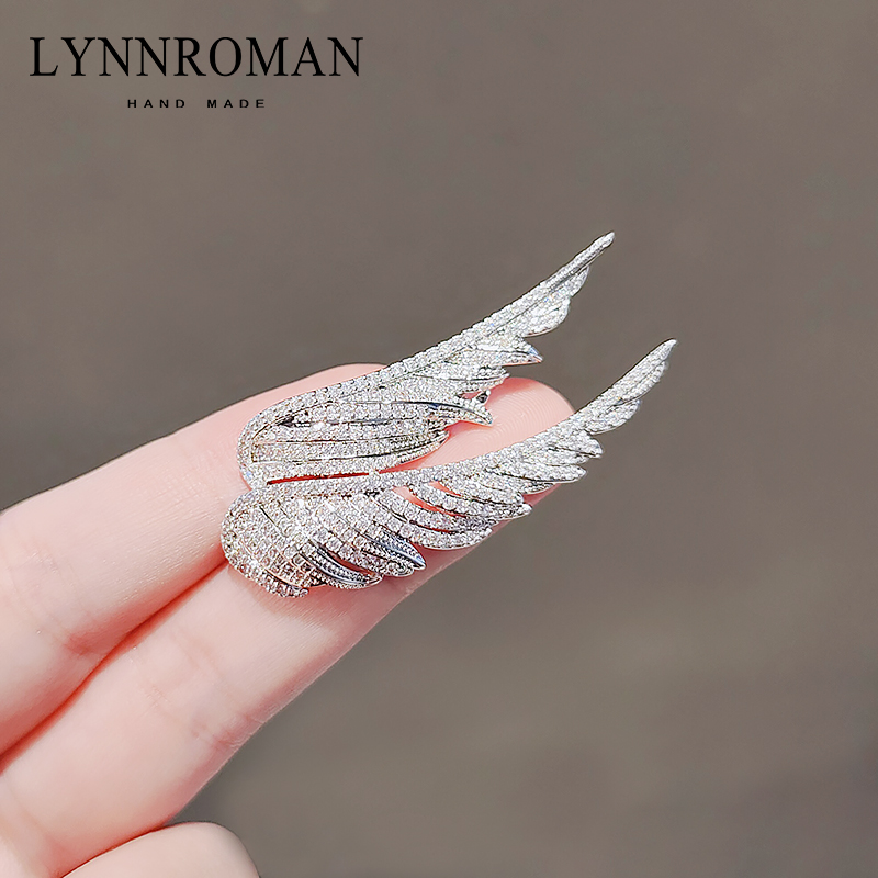 LYNNROMAN日系天使之翼羽毛胸针女个性奢华别针领针西装配饰潮男