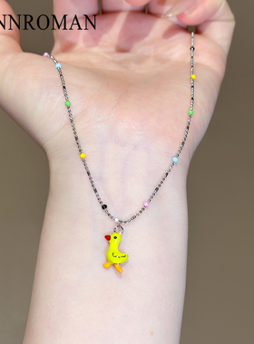 LYNNROMAN小黄鸭吊坠锁骨链女