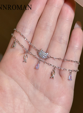 双层叠戴小猫与鱼手链