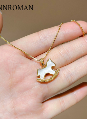 可爱生肖木马吊坠项链女高级感