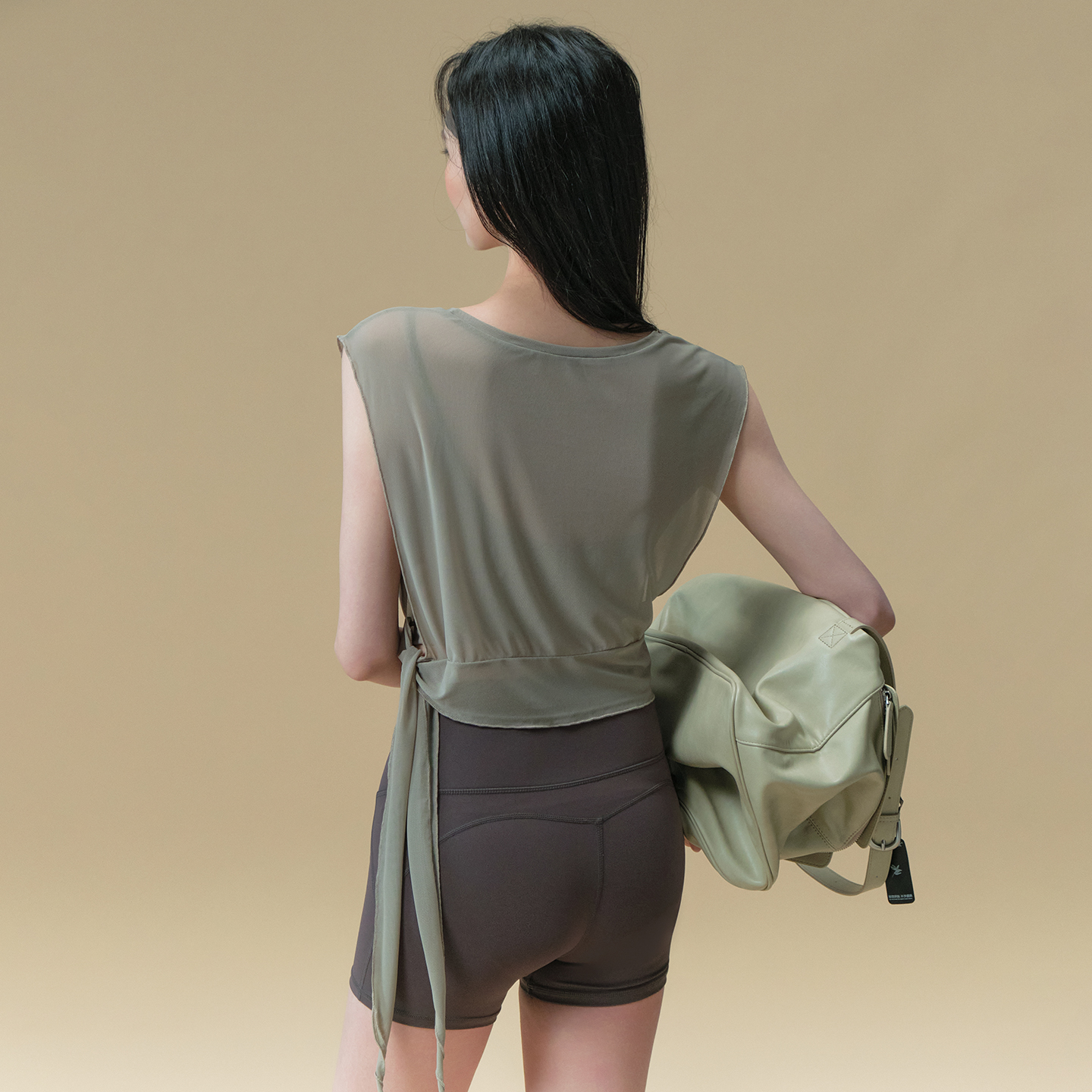 瑜伽服两件套女夏季绝美网纱运动上衣短袖T恤普拉提训练健身套装 - 图1