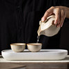 Gold inlaid corn yellow Ru kiln travel tea set