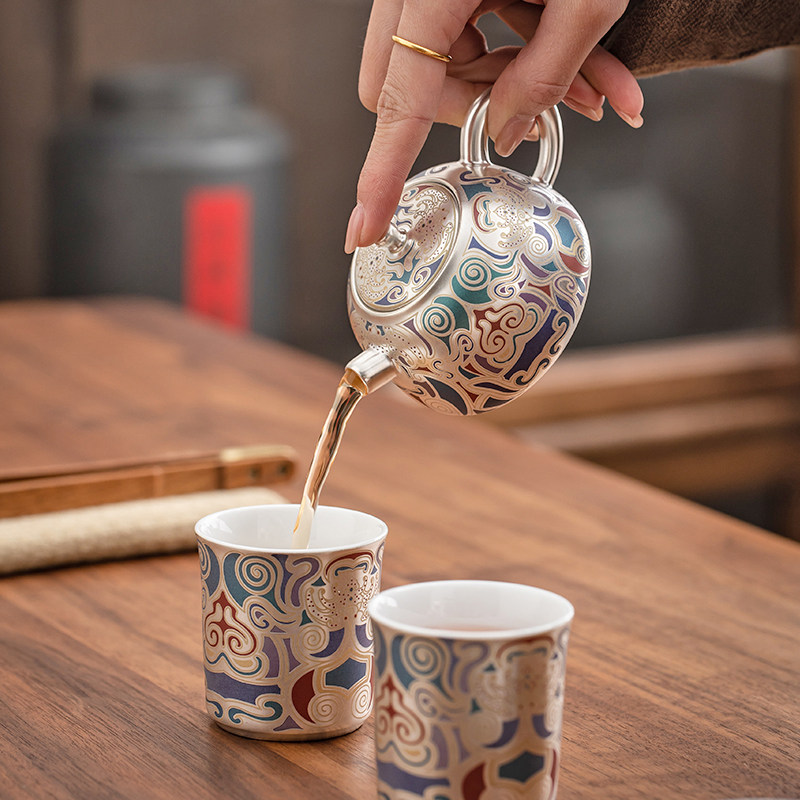 金镶玉敦煌鎏银高档茶具套装送长辈老师父亲公司商务礼品伴手礼物