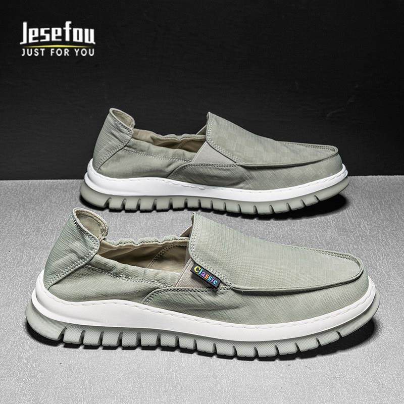 Jesefou高端奢侈新款一脚蹬休闲鞋男软底懒人运动帆布鞋时尚透气,淘宝优惠券,粉丝福利购,淘宝优惠卷