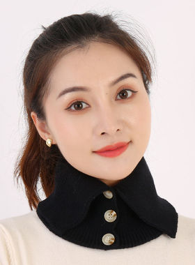韩版秋冬毛线小围脖加厚保暖假领子百搭高领护颈椎脖套冬季围巾女