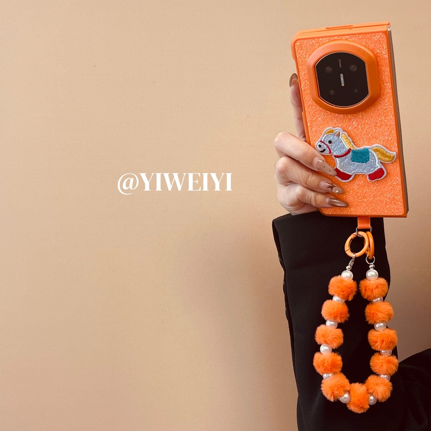 依维意 适用于华为MateX7折叠手机壳MateX6高级橙闪粉亮片MateX3典藏版时尚X5刺绣小马秋冬新款毛绒珍珠手链,淘宝优惠券,粉丝福利购,淘宝优惠卷