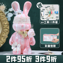 Fluid Rabbit DIY Handmade Fluid Violent Bear Group Build White Moon Mid-Autumn Festival National Day Activities Rabbit Handmade Small Gifts