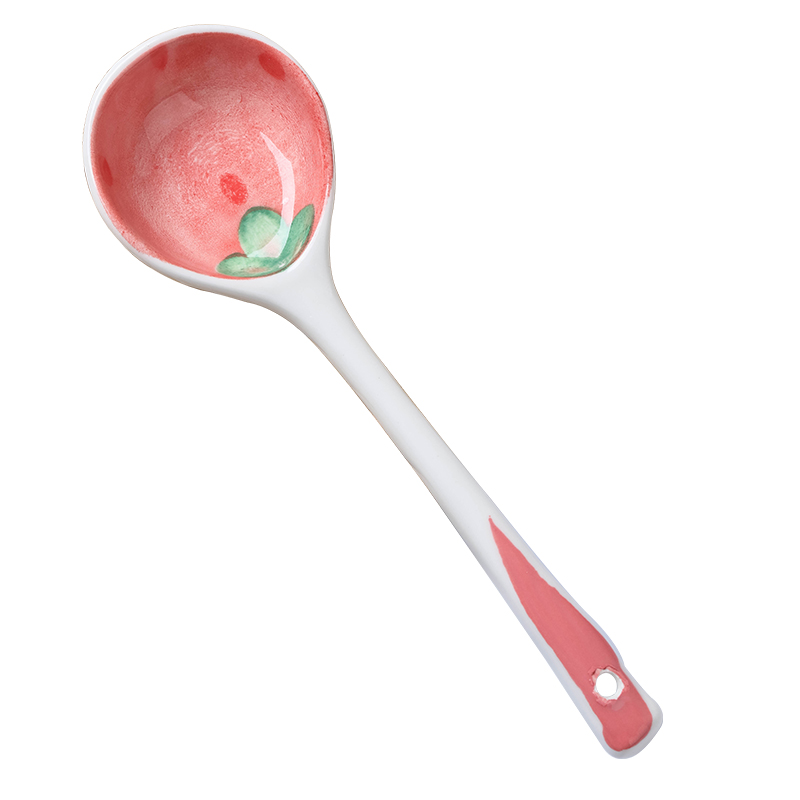 卡通吃饭陶瓷勺子家用可爱小勺子创意儿童喝汤调羹长柄汤勺汤匙 - 图3