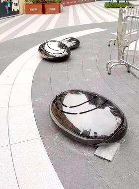 定制不锈钢镜面彷真鹅卵石石头公园景观园林摆件户外草坪装饰雕塑