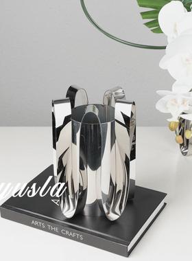 简约客厅插干花瓶花器不锈钢茶几售楼处酒店餐厅吧台摆件软装饰品