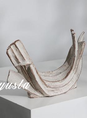 侘寂风简约新中式客厅书房电视柜书房柜样板房间软装饰品树脂摆件