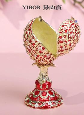 外贸跨境复古俄罗斯彩蛋七宝烧手工艺品欧式轻奢装饰珐琅彩摆件