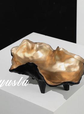 法式中古风水果盘客厅茶几柜餐厅别墅样板间干果托盘摆件软装饰品