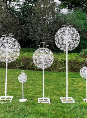 户外不锈钢蒲公英雕塑仿真铁艺园林景观摆件售楼部小区发光装饰品