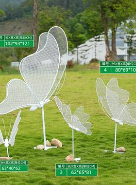 不锈钢铁艺镂空蝴蝶雕塑户外园林公园草坪美陈景观发光摆件装饰品