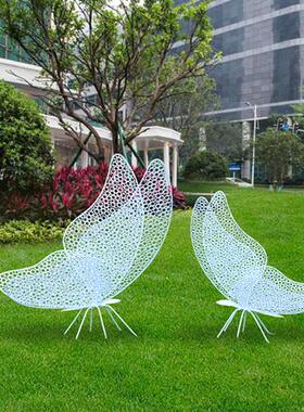 户外不锈钢铁艺镂空蝴蝶雕塑小区售楼处草坪园林动物落地摆件美陈