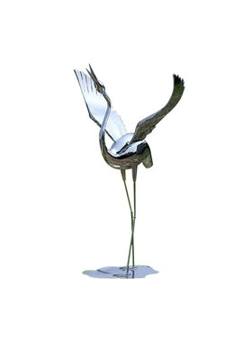 不锈钢手工锻造落地仙鹤雕塑园林景观草坪动物摆件室内水池装饰品