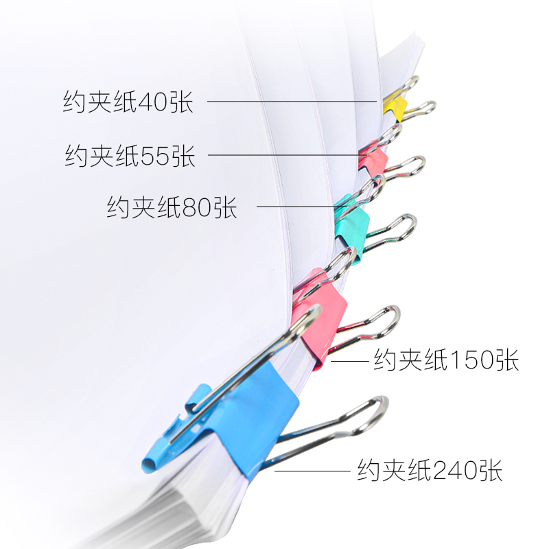 华杰彩色燕尾夹长尾票夹票据夹子大号中号小号桶装强力鱼尾夹办公用品金属夹子强力夹多规格-图1