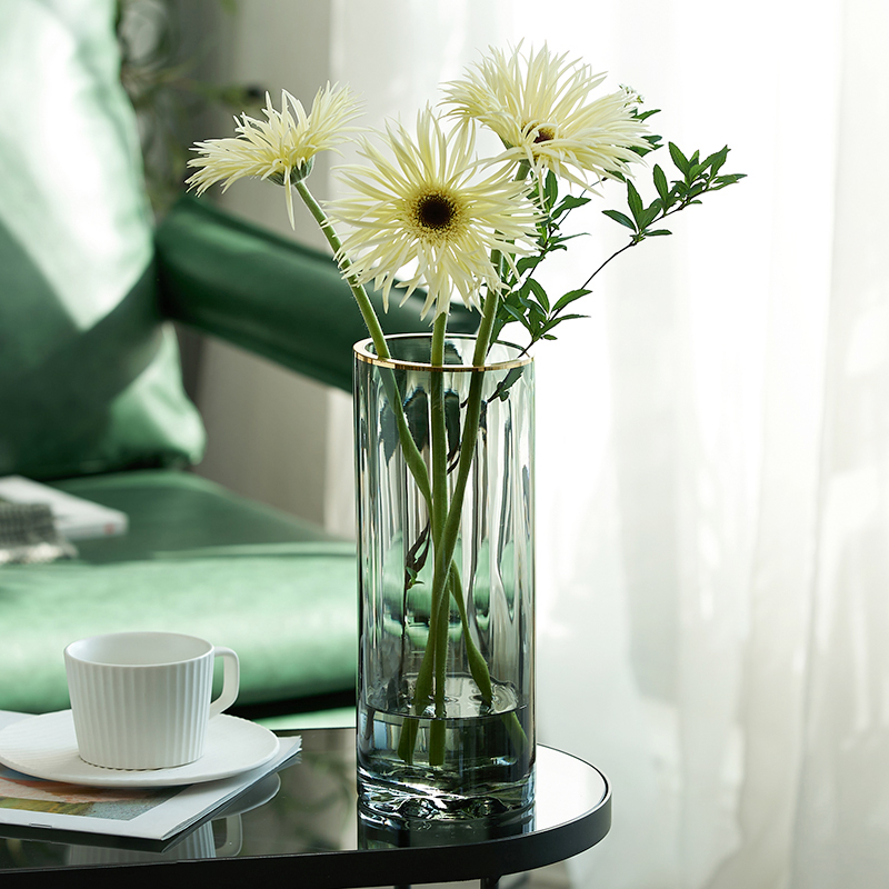 花瓶轻奢描金创意简约透明玻璃插花水养鲜花玫瑰客厅摆件北欧装饰 - 图2