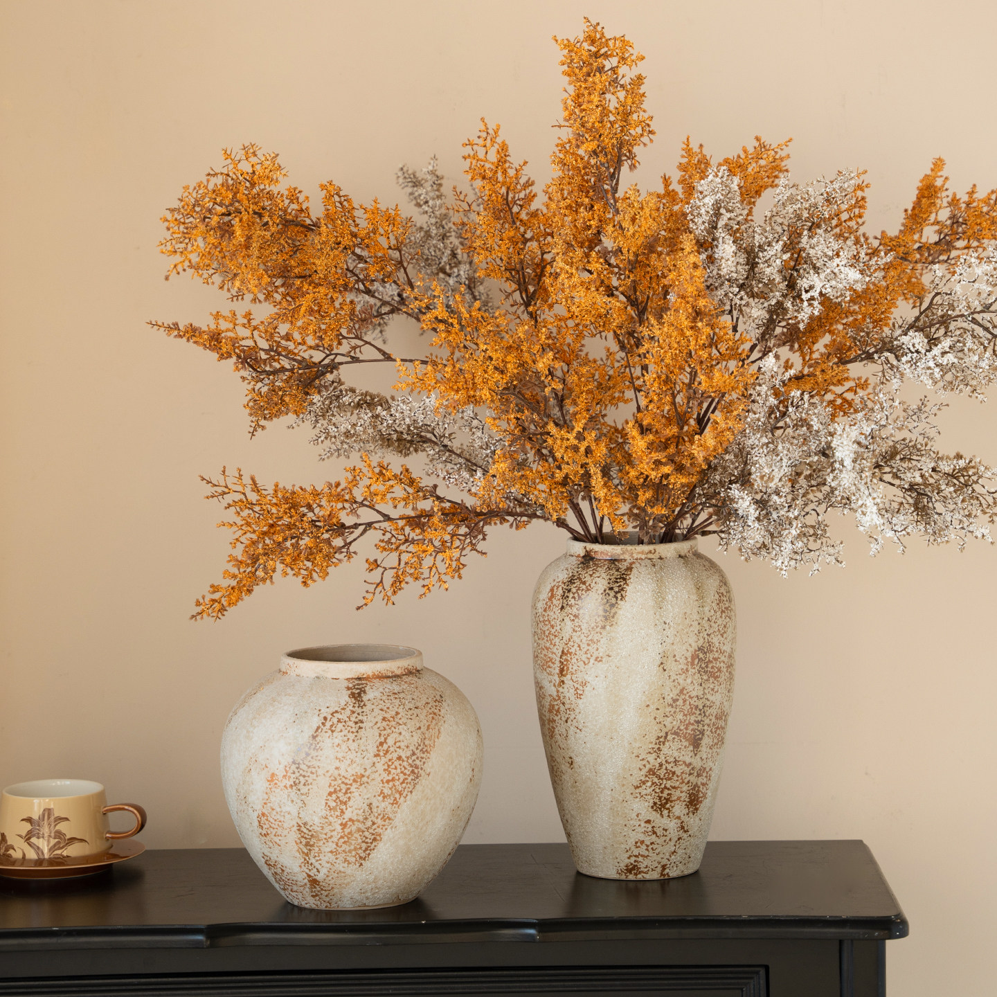 中古风花瓶陶瓷复古高级感客厅水养雪柳鲜花创意插花民宿酒店摆件,淘宝优惠券,粉丝福利购,淘宝优惠卷