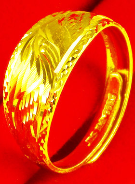 黄金戒指男女款9999足金龙凤戒纯金饰品宽结婚显大真金子按克
