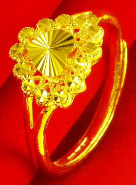 黄金戒指9999足金指环爱心形戒子真金纯金首饰结婚饰品送妈妈