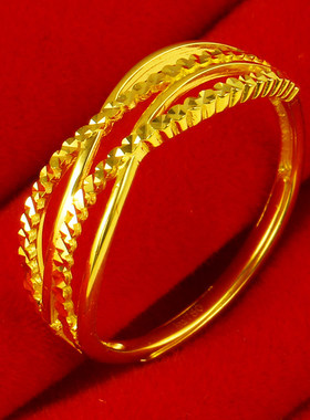 黄金戒指男女款9999足金8字食指环男士结婚纯金首饰发财素金