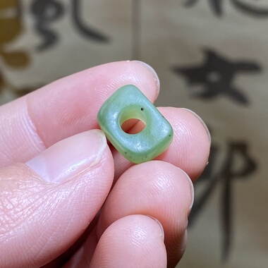 和田玉碧玉随型方扣子配饰老光工艺复古风手编绳手串配珠