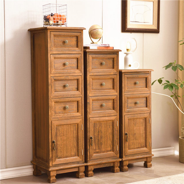 Thickened solid wooden chest of cabinets with narrow joints in bedrooms, simple chest of cabinets, living room drawer storage cabinets, corner cabinets