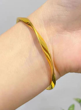 5D硬金无氰莫比乌斯手镯999足金素圈手环纯金光圈金镯子送礼女款