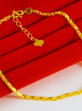 黄金手链9999足金女款真金手镯小鱼链美妆链纯金首饰按克送礼