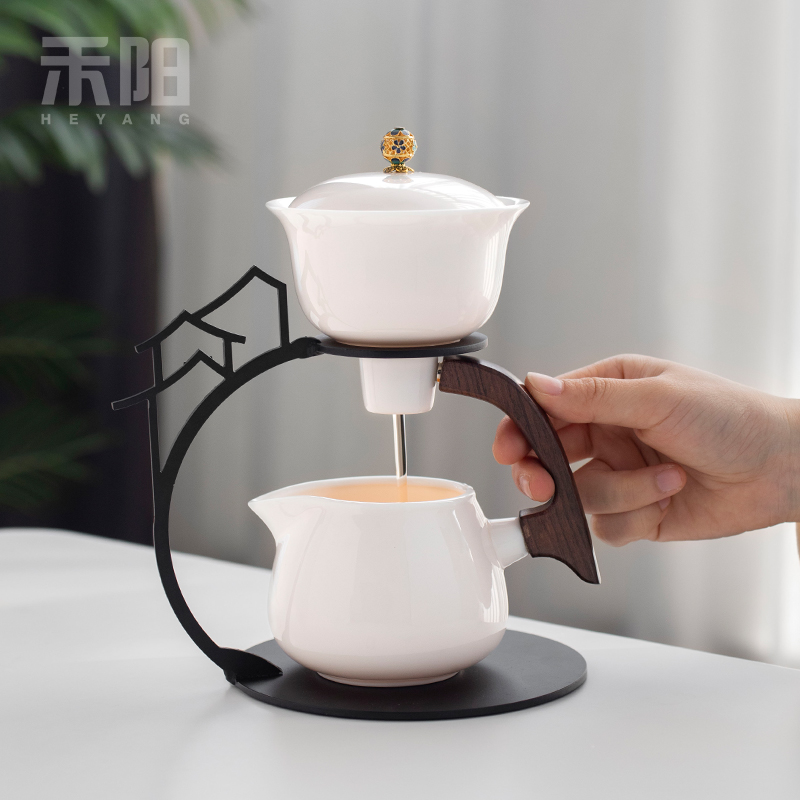 禾阳 懒人自动泡茶神器茶具套装2024新款家用高端白瓷磁吸泡茶壶 - 图0