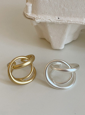 一恋几何夸张线条戒指女个性不规则缠绕圆圈开口指环小众设计感食