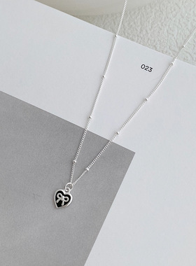一恋甜酷黑色爱心蝴蝶结项链女简约时尚百搭ins风锁骨链