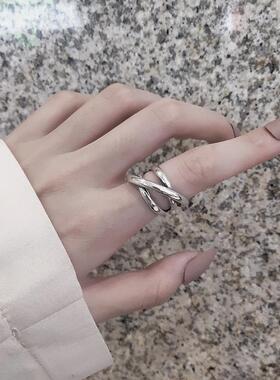 一恋线条简约交叉戒指女百搭时尚复古个性开口指环嘻哈食指