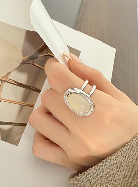 气质椭圆戒指女几何线条缠绕精致百搭开口夸张指环网红个性食指戒