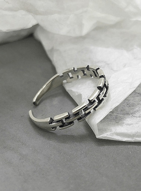 一恋个性镂空几何戒指女表链设计感时尚开口指环复古食指