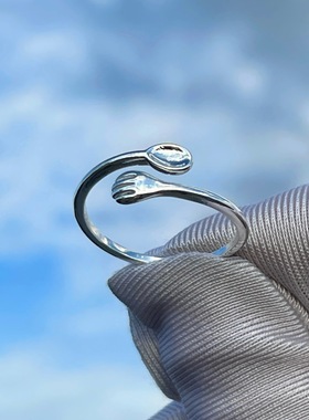 一恋趣味叉勺叉子戒指女甜美简约时尚个性气质开口指环ins风食指