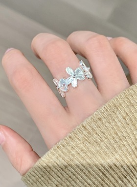 超好看独特漂亮花朵戒指女轻奢高级感2026新款爆款开口戒指可调节