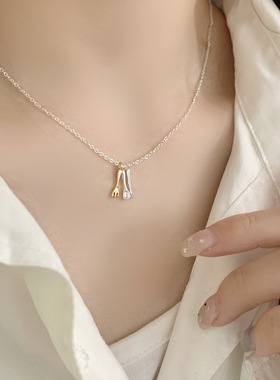 一恋精致撞色刀叉餐具吊坠项链女时尚百搭创意设计感小众锁骨链颈