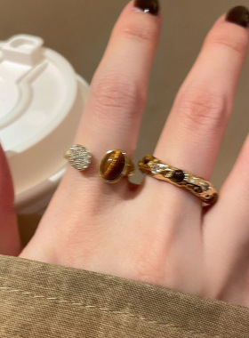 美拉德精致戒指女ins风小众设计感时尚开口指环网红个性食指戒潮