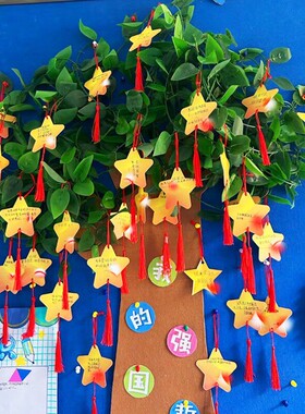 中小学校许心愿望大树黑板报墙贴