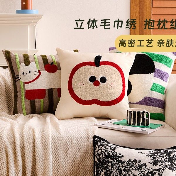 卡通法式抱枕刺绣可爱卧室客厅沙发床头靠垫靠枕飘窗腰枕含芯枕套,淘宝优惠券,粉丝福利购,淘宝优惠卷