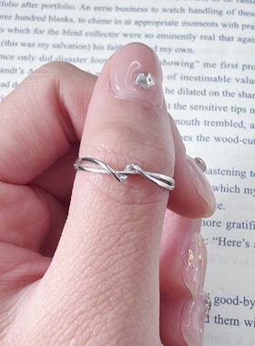 S925纯银简约线条开口戒指